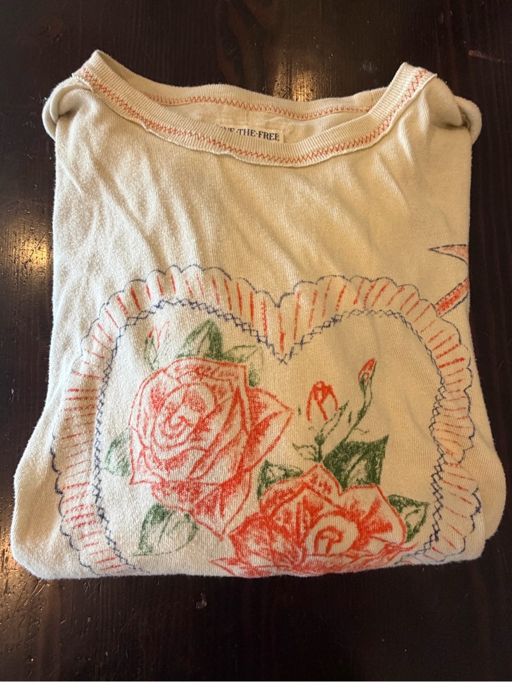 We the Free Oversized Rose cream shirt women’s large - Picture 4 of 5